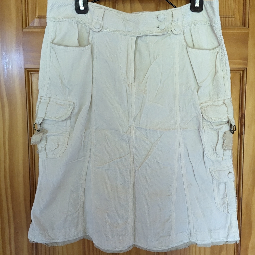 White House Black Market corduroy off white skirt size 10